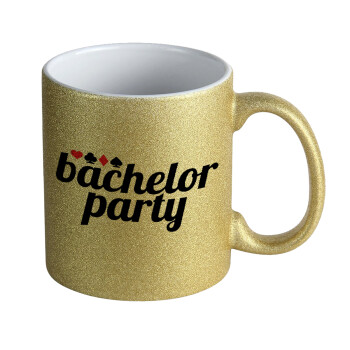 Bachelor party, Κούπα Χρυσή Glitter που γυαλίζει, κεραμική, 330ml
