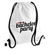 Bachelor party, Τσάντα πλάτης πουγκί GYMBAG λευκή, με τσέπη (40x48cm) & χονδρά κορδόνια