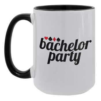 Bachelor party, Κούπα Mega 15oz, κεραμική Μαύρη, 450ml