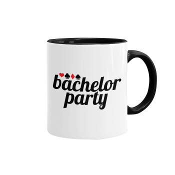 Bachelor party, Κούπα χρωματιστή μαύρη, κεραμική, 330ml