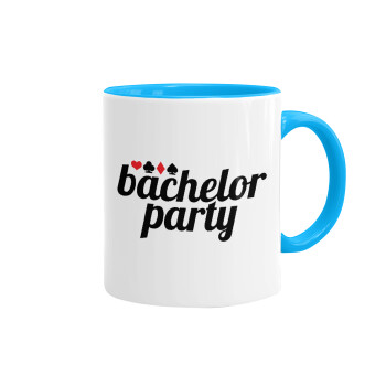 Bachelor party, Mug colored light blue, ceramic, 330ml