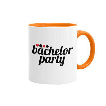 Bachelor party, Mug colored orange, ceramic, 330ml