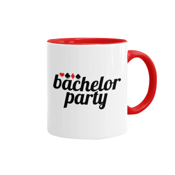 Bachelor party, Κούπα χρωματιστή κόκκινη, κεραμική, 330ml