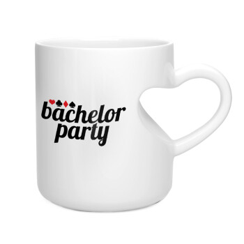 Bachelor party, Κούπα καρδιά λευκή, κεραμική, 330ml