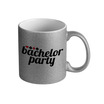 Bachelor party, Κούπα Ασημένια Glitter που γυαλίζει, κεραμική, 330ml
