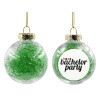 Transparent Christmas tree ball ornament with green filling 8cm