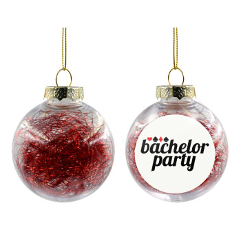 Bachelor party, Χριστουγεννιάτικη μπάλα δένδρου διάφανη με κόκκινο γέμισμα 8cm