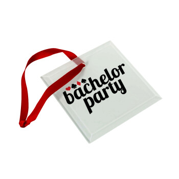 Bachelor party, Στολίδι Χριστουγεννιάτικο στολίδι γυάλινο τετράγωνο 9x9cm