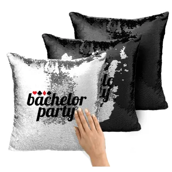 Bachelor party, Μαξιλάρι καναπέ Μαγικό Μαύρο με πούλιες 40x40cm περιέχεται το γέμισμα