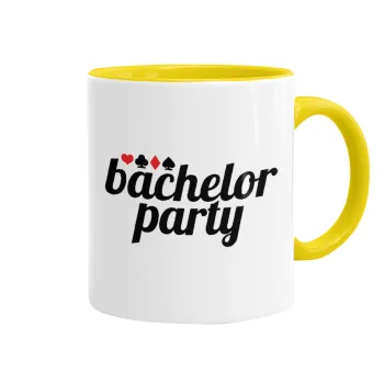 Bachelor party, Κούπα χρωματιστή κίτρινη, κεραμική, 330ml