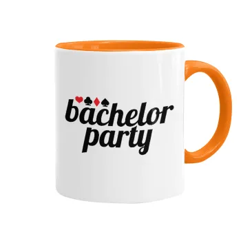 Bachelor party, Mug colored orange, ceramic, 330ml