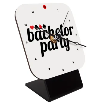 Bachelor party, Quartz Wooden table clock with hands (10cm)