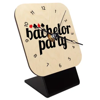 Bachelor party, Quartz Table clock in natural wood (10cm)