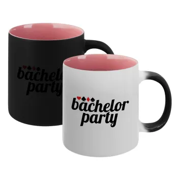 Bachelor party, Κούπα Μαγική εσωτερικό ΡΟΖ, κεραμική 330ml που αλλάζει χρώμα με το ζεστό ρόφημα