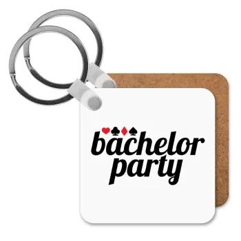 Bachelor party, Μπρελόκ Ξύλινο τετράγωνο MDF