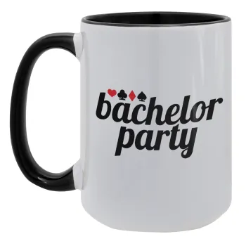 Bachelor party, Κούπα Mega 15oz, κεραμική Μαύρη, 450ml