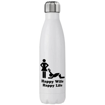 Happy Wife, Happy Life, Stainless steel, double-walled, 750ml