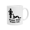 Happy Wife, Happy Life, Ceramic coffee mug, 330ml (1pcs)