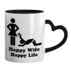 Mug heart black handle, ceramic, 330ml
