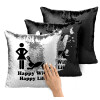 Μαξιλάρι καναπέ Μαγικό Μαύρο με πούλιες 40x40cm περιέχεται το γέμισμα