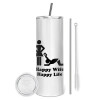 Tumbler stainless steel 600ml, with metal straw & cleaning brush