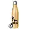 Μεταλλικό παγούρι θερμός Glitter χρυσό (Stainless steel), διπλού τοιχώματος, 500ml