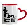 Mug heart red handle, ceramic, 330ml