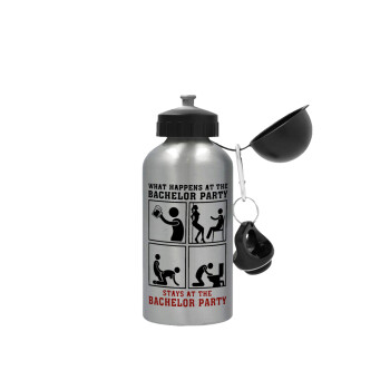 What happens at the bachelor party, stays at the bachelor party!, Metallic water jug, Silver, aluminum 500ml