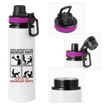 What happens at the bachelor party, stays at the bachelor party!, Metallic water bottle with safety lid, 850ml aluminum