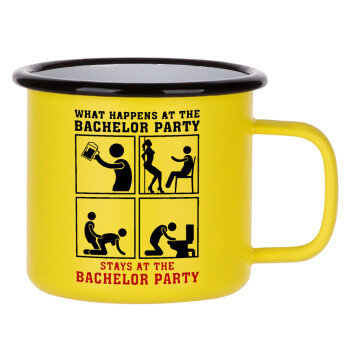 What happens at the bachelor party, stays at the bachelor party!, Κούπα Μεταλλική εμαγιέ ΜΑΤ Κίτρινη 360ml