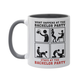 What happens at the bachelor party, stays at the bachelor party!, Mug colored grey, ceramic, 330ml