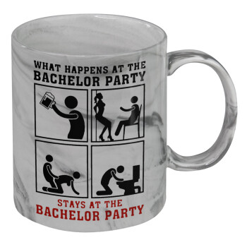 What happens at the bachelor party, stays at the bachelor party!, Mug ceramic marble style, 330ml