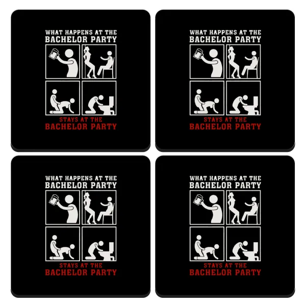 What happens at the bachelor party — Σουβέρ ξύλινα τετράγωνα (9cm)