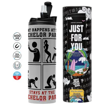 What happens at the bachelor party, stays at the bachelor party!, Tumbler stainless steel GREY 600ml