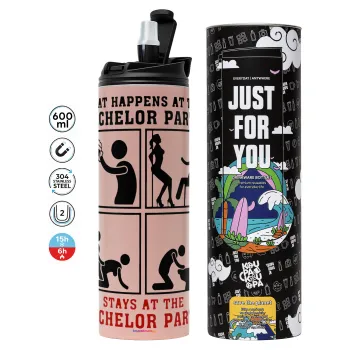 What happens at the bachelor party, stays at the bachelor party!, Tumbler stainless steel PINK 600ml