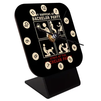 What happens at the bachelor party, stays at the bachelor party!, Quartz Table clock in natural wood (10cm)