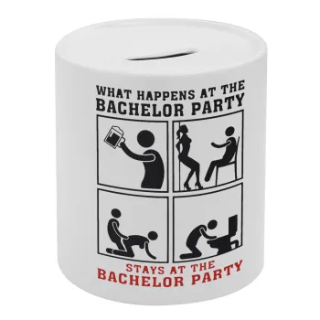 What happens at the bachelor party, stays at the bachelor party!, Κουμπαράς πορσελάνης με τάπα