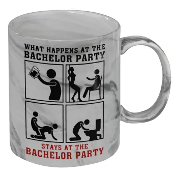 What happens at the bachelor party, stays at the bachelor party!, Κούπα κεραμική, marble style (μάρμαρο), 330ml