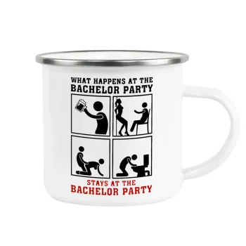 What happens at the bachelor party, stays at the bachelor party!, Κούπα Μεταλλική εμαγιέ λευκη 360ml