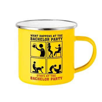 What happens at the bachelor party, stays at the bachelor party!, Κούπα Μεταλλική εμαγιέ Κίτρινη 360ml