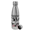 Metallic water bottle, stainless steel, 750ml
