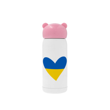 UKRAINE heart, Ροζ ανοξείδωτο παγούρι θερμό (Stainless steel), 320ml