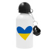 UKRAINE heart, Μεταλλικό παγούρι ποδηλάτου, Λευκό, αλουμινίου 500ml