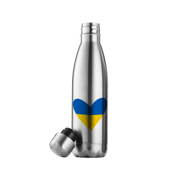UKRAINE heart, Μεταλλικό παγούρι θερμός Inox (Stainless steel), διπλού τοιχώματος, 500ml