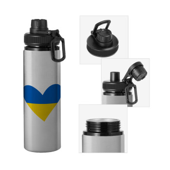 UKRAINE heart, Metallic water bottle with safety cap, 850ml aluminum