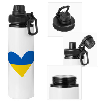 UKRAINE heart, Μεταλλικό παγούρι νερού με καπάκι ασφαλείας, αλουμινίου 850ml