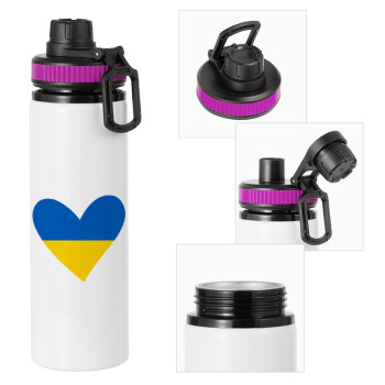 UKRAINE heart, Metallic water bottle with safety lid, 850ml aluminum