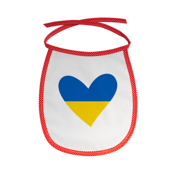 UKRAINE heart, Σαλιάρα μωρού αλέκιαστη με κορδόνι Κόκκινη