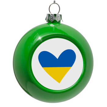 UKRAINE heart, Green Christmas tree ornament bauble 8cm