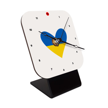 UKRAINE heart, Quartz Wooden table clock with hands (10cm)
